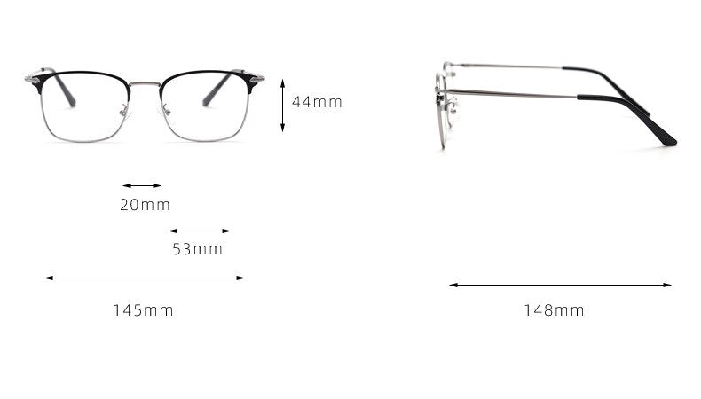 CCspace Unisex Full Rim Small Square Alloy Eyeglasses 55799 Full Rim CCspace