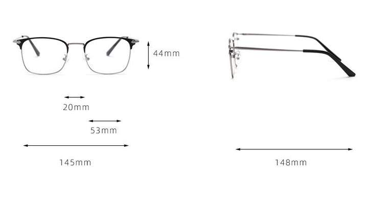 CCspace Unisex Full Rim Small Square Alloy Eyeglasses 55799 Full Rim CCspace