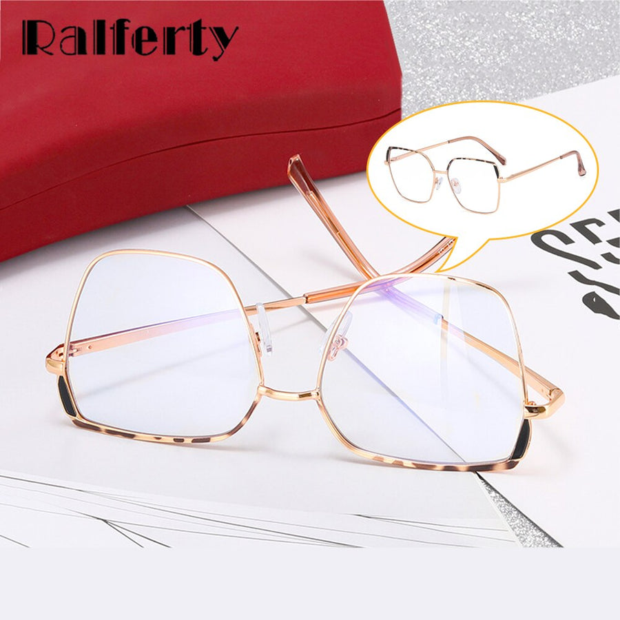 Ralferty Women's Full Rim Polygon Tr 90 Alloy Eyeglasses F96023 Full Rim Ralferty   