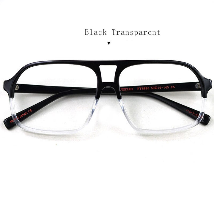 Hdcrafter Unisex Full Rim Square Double Bridge Acetate Tr 90 Eyeglasses Ft8896 Full Rim Hdcrafter Eyeglasses black transparent