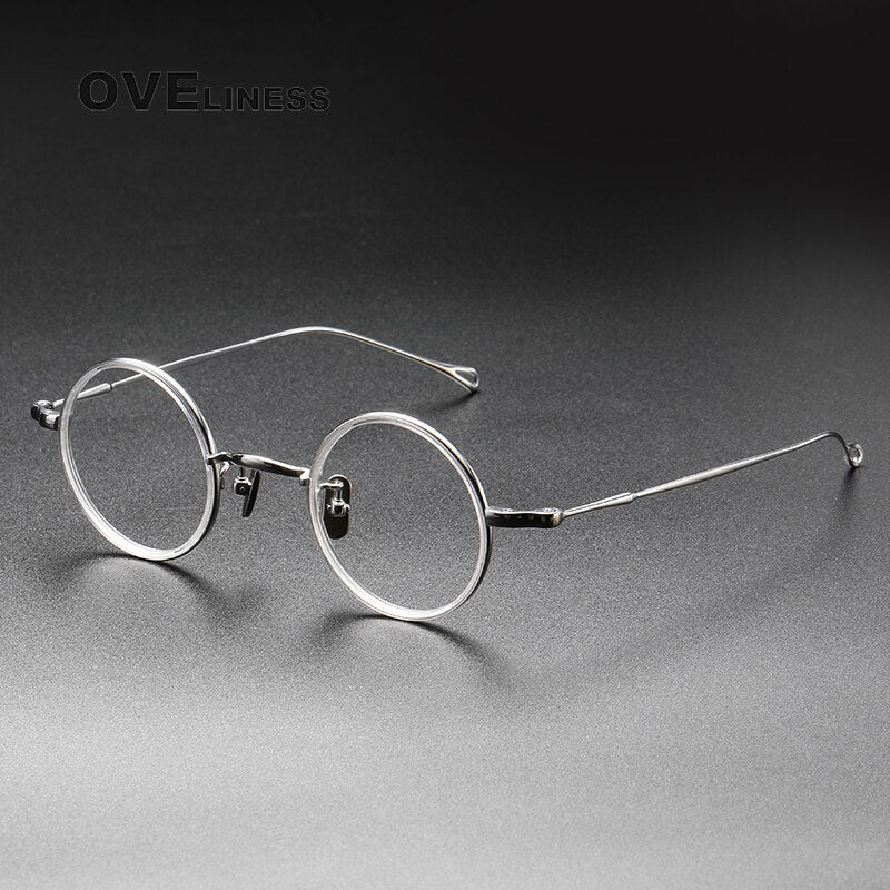 Oveliness Unisex Full Rim Round Titanium Eyeglasses V8 Full Rim Oveliness clear silver