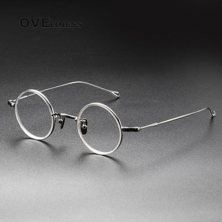 Oveliness Unisex Full Rim Round Titanium Eyeglasses V8 Full Rim Oveliness clear silver