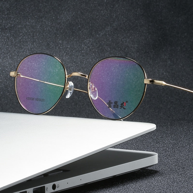 Reven Jate Unisex Full Rim Round Alloy Frame Eyeglasses X2038 Full Rim Reven Jate