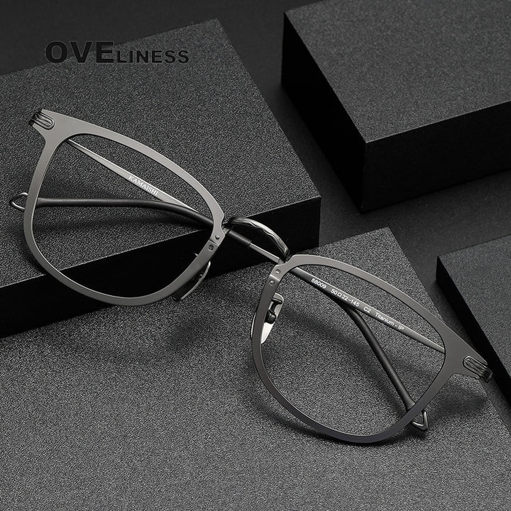 Oveliness Unisex Full Rim Square Titanium Eyeglasses 88009 Full Rim Oveliness