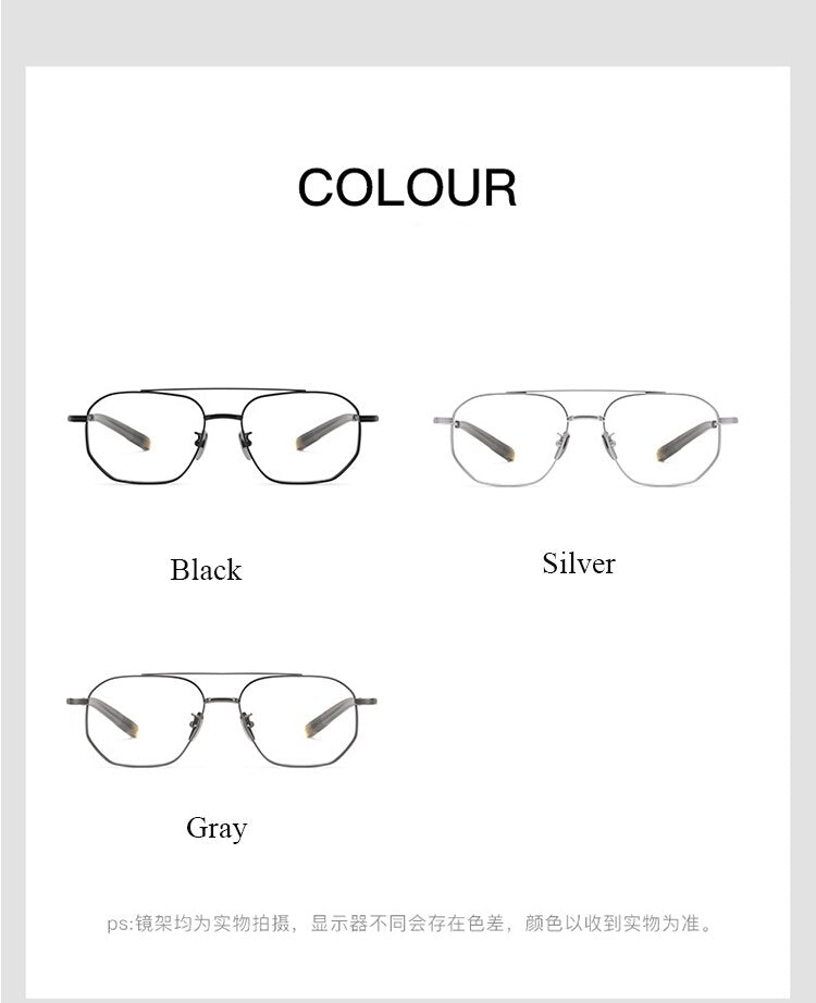 Bclear Unisex Full Rim Square Double Bridge Titanium Eyeglasses Bsf07518 Full Rim Bclear