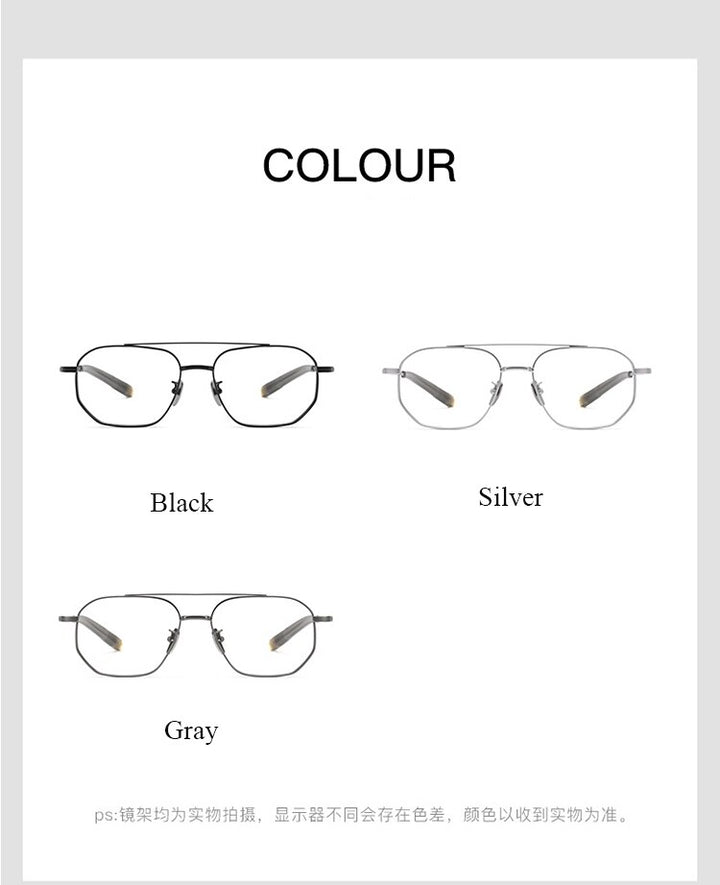 Bclear Unisex Full Rim Square Double Bridge Titanium Eyeglasses Bsf07518 Full Rim Bclear