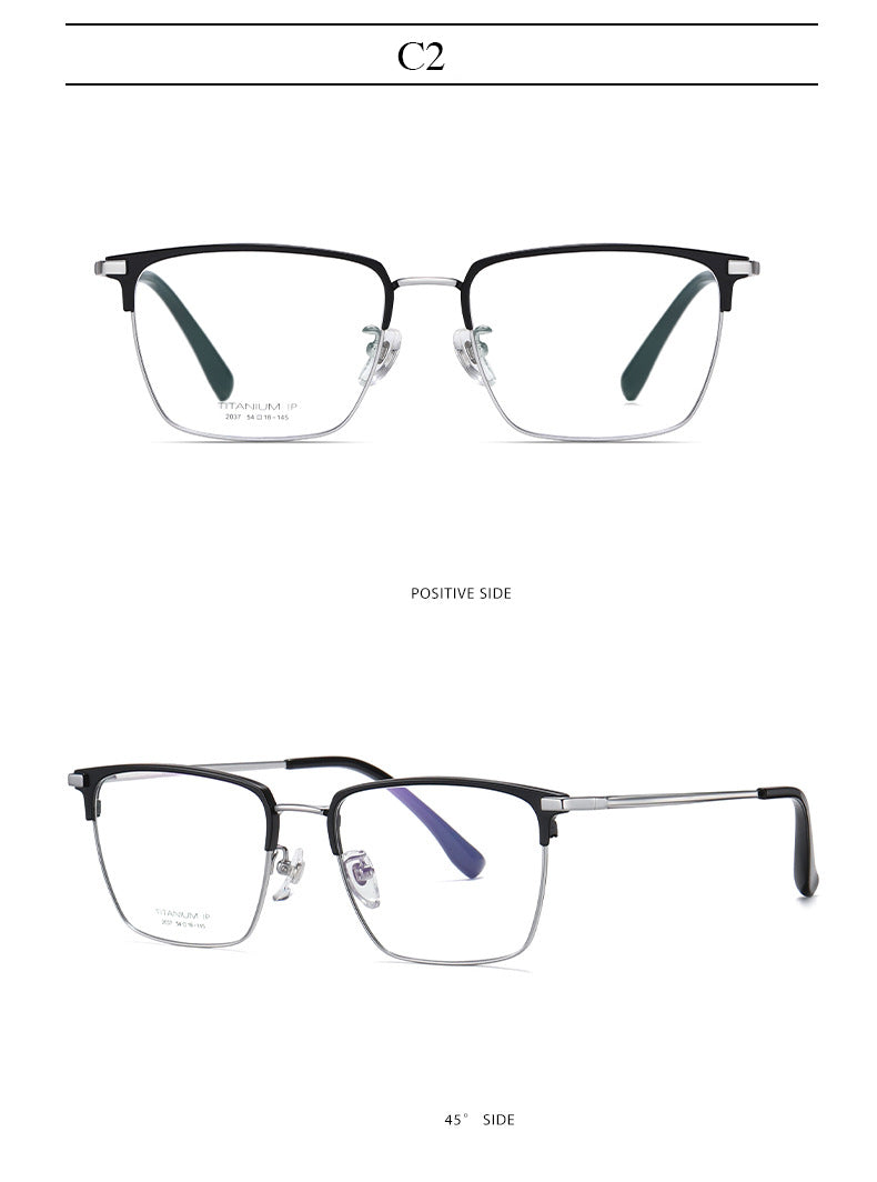 Hotochki Men's Full Rim Square Titanium Frame Eyeglasses Yj2037 Full Rim Hotochki