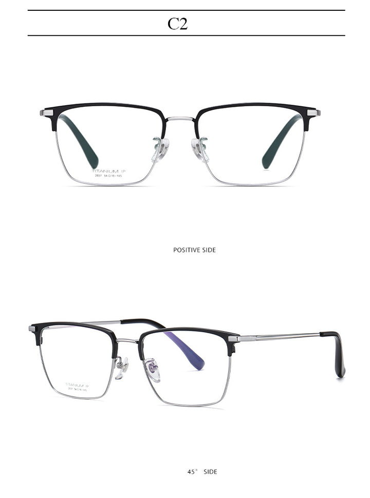 Hotochki Men's Full Rim Square Titanium Frame Eyeglasses Yj2037 Full Rim Hotochki