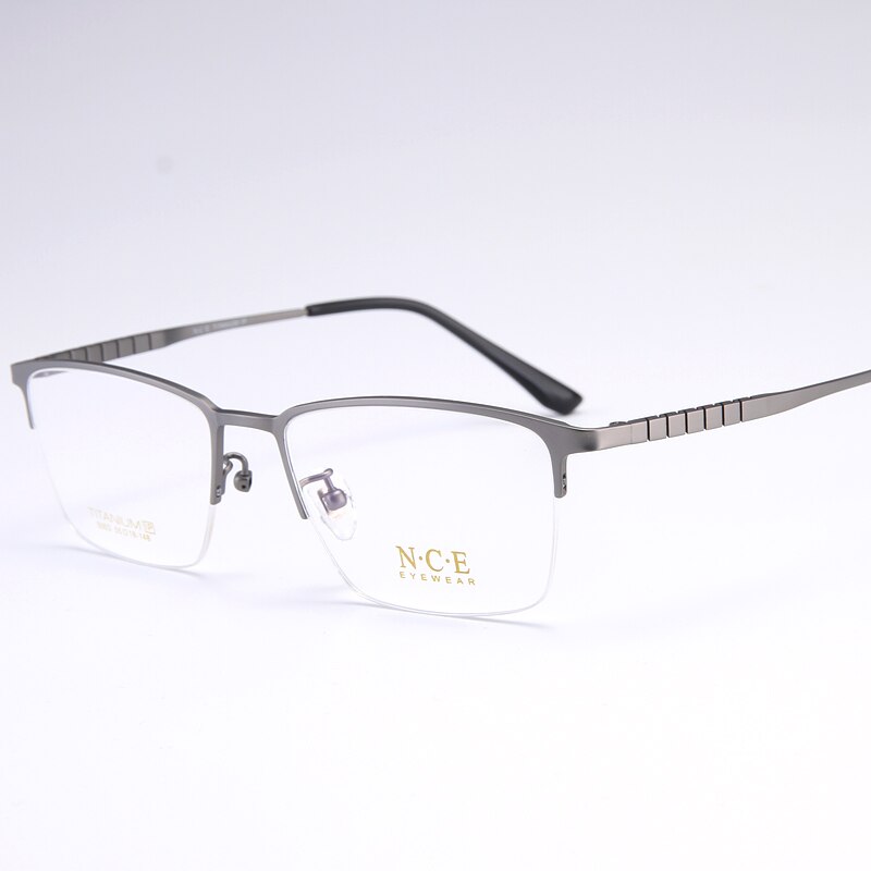 Reven Jate Men's Semi Rim Square Titanium Eyeglasses 5003 Semi Rim Reven Jate light grey  