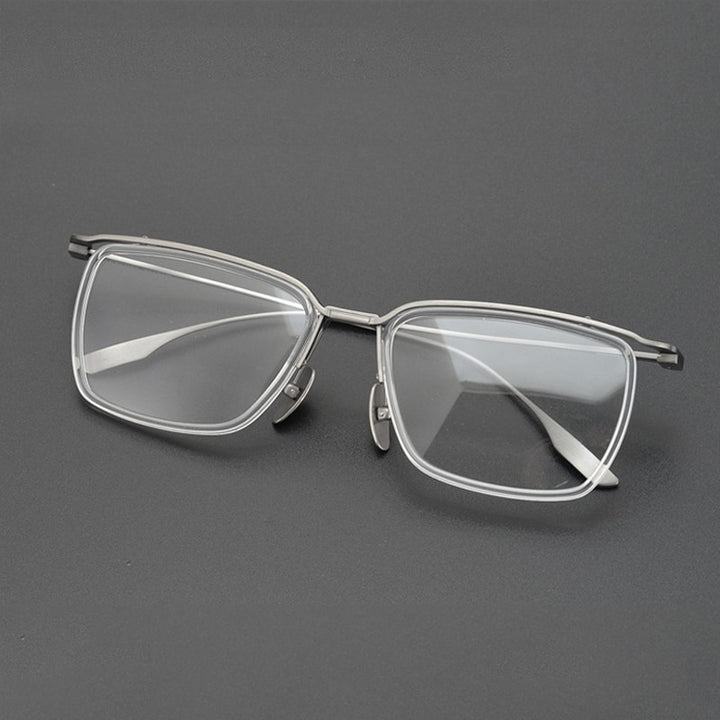 Gatenac Unisex Full Rim Square Titanium Eyeglasses Gxyj896 Full Rim Gatenac