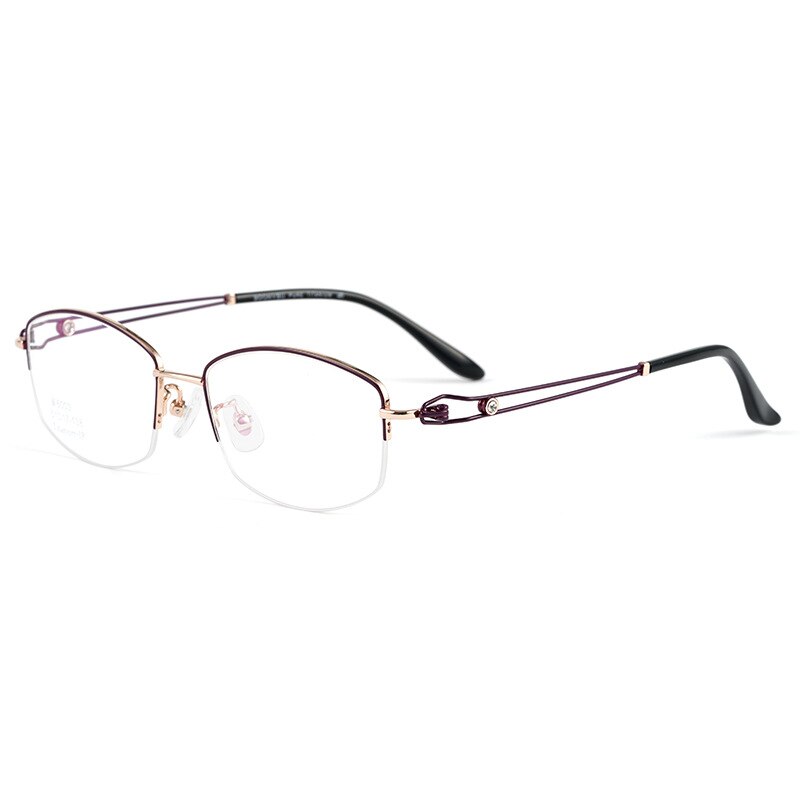 Hotony Women's Semi Rim Square Titanium Eyeglasses Bv6003 Semi Rim Hotony