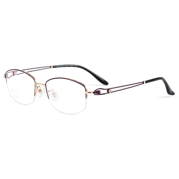 Hotony Women's Semi Rim Square Titanium Eyeglasses Bv6003 Semi Rim Hotony