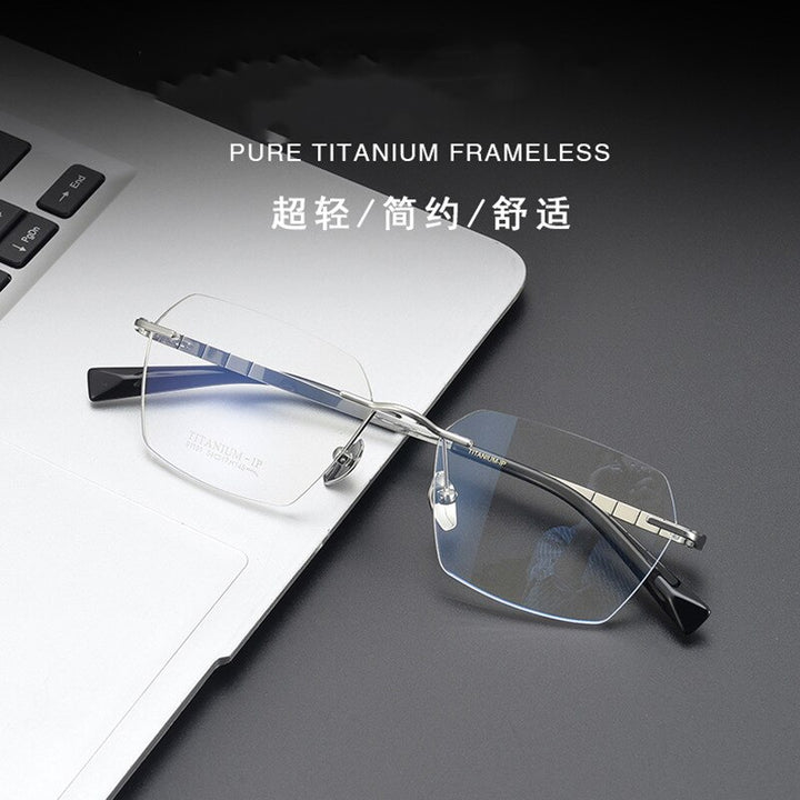 Bclear Unisex Rimless Square Titanium Eyeglasses Mys91101 Rimless Bclear