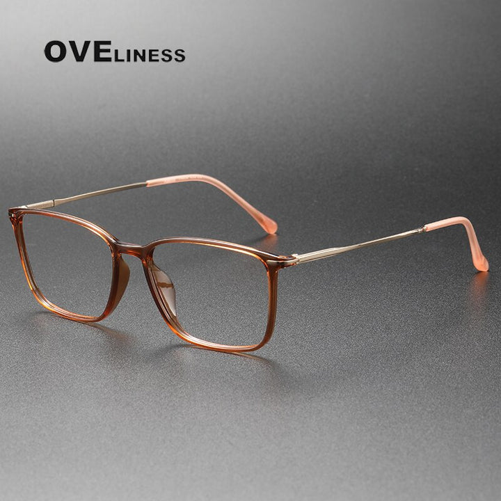 Oveliness Unisex Full Rim Square Acetate Titanium Eyeglasses 8636 Full Rim Oveliness tea