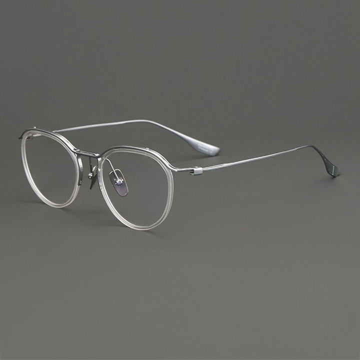 Gatenac Unisex Full Rim Round Titanium Eyeglasses Gxyj895 Full Rim Gatenac