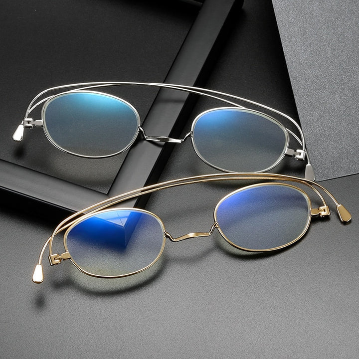 Hdcrafter Unisex Full Rim Round Oval Alloy Anti Blue Reading Glasses Reading Glasses Hdcrafter Eyeglasses