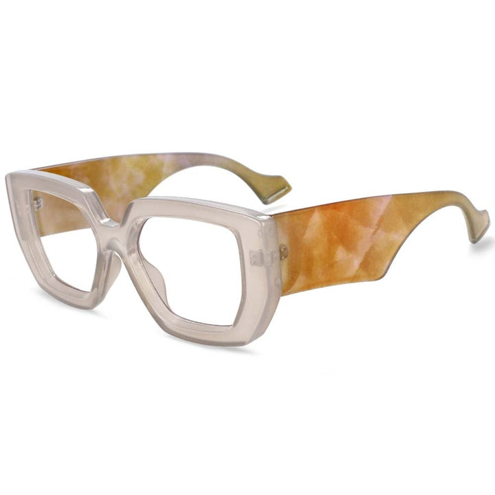 CCspace Unisex Full Rim Oversized Square Acetate Frame Eyeglasses 54035 Full Rim CCspace China C7Beige