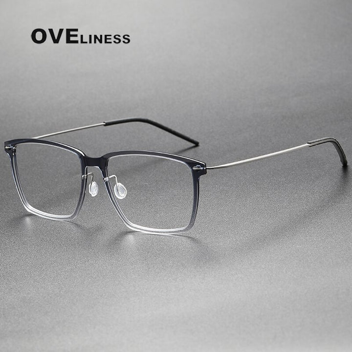 Oveliness Unisex Full Rim Square Screwless Titanium Acetate Eyeglasses 6505 Full Rim Oveliness