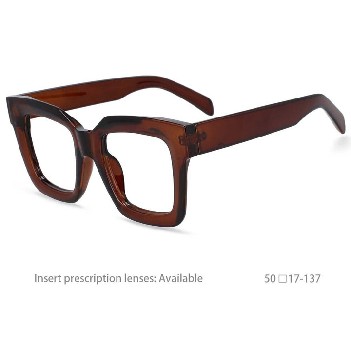 CCspace Unisex Oversized Square Resin Frame Eyeglasses 54406 Full Rim CCspace tea China