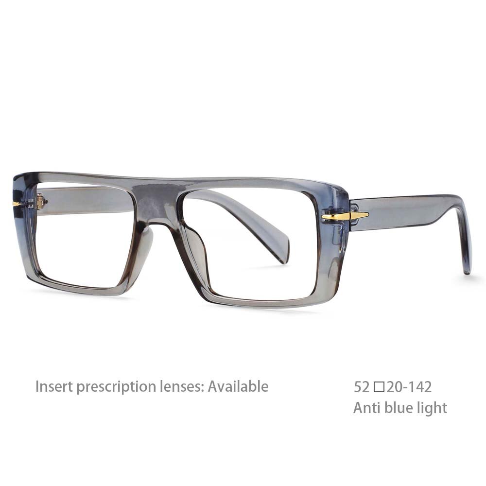 CCspace Unisex Full Rim Oversized Rectangle Resin Frame Eyeglasses 54434 Full Rim CCspace China Gray
