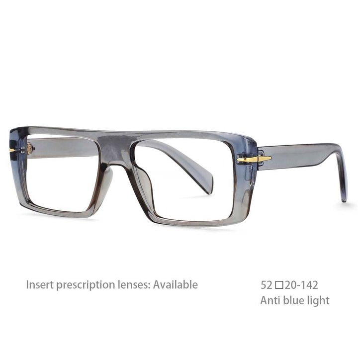 CCspace Unisex Full Rim Oversized Rectangle Resin Frame Eyeglasses 54434 Full Rim CCspace China Gray