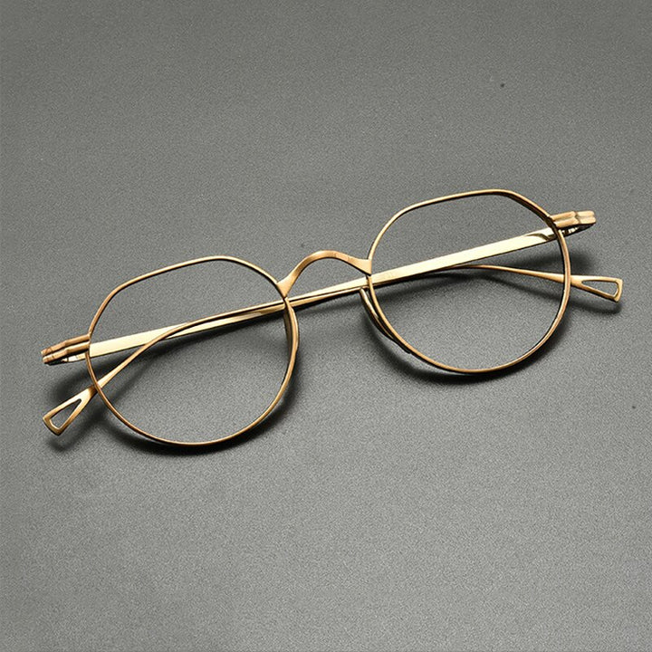 Gatenac Unisex Full Rim Oval Round Titanium Eyeglasses Gxyj832 Full Rim Gatenac Bronze
