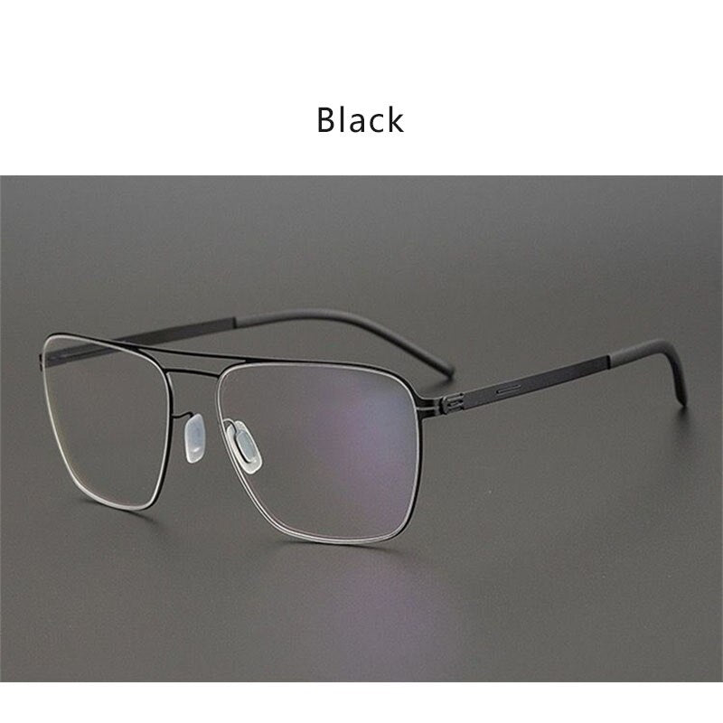 Hdcrafter Unisex Full Rim Square Tr 90 Titanium Double Bridge Eyeglasses Full Rim Hdcrafter Eyeglasses Black