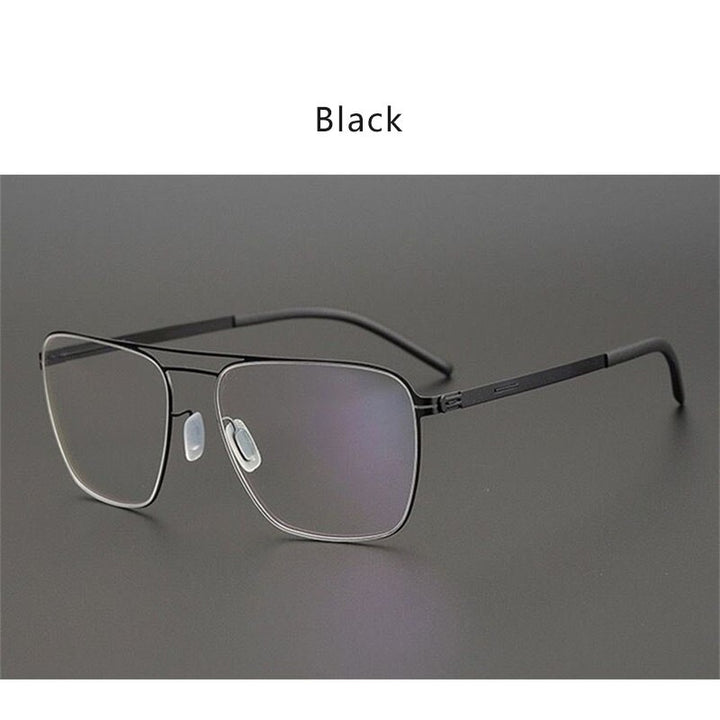 Hdcrafter Unisex Full Rim Square Tr 90 Titanium Double Bridge Eyeglasses Full Rim Hdcrafter Eyeglasses Black