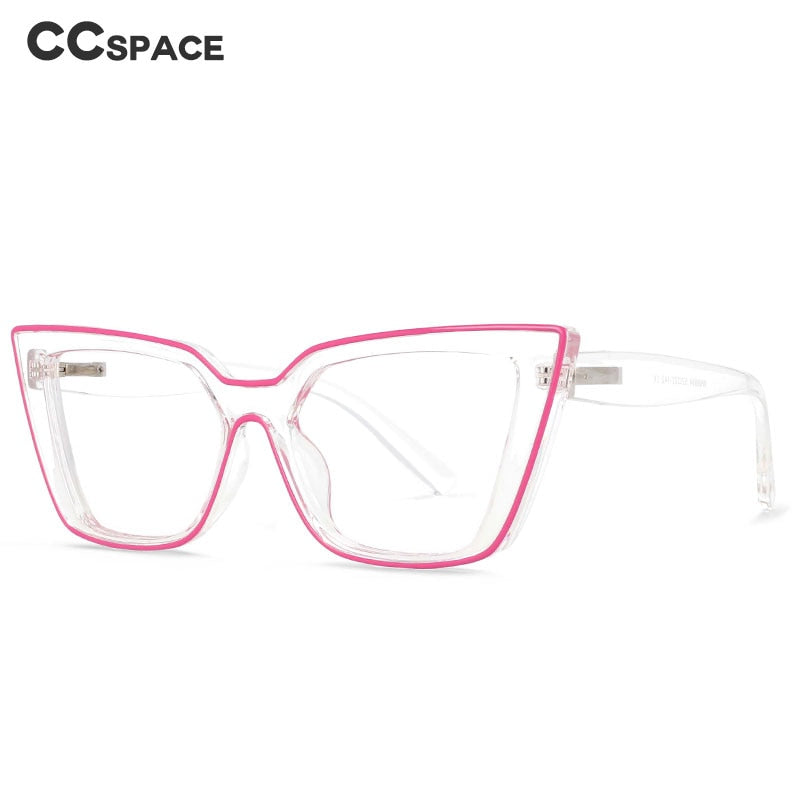 CCspace Women's Full Rim Square Flat Top Cat Eye Acetate Alloy Eyeglasses 55338 Full Rim CCspace