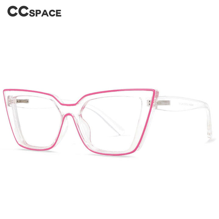 CCspace Women's Full Rim Square Flat Top Cat Eye Acetate Alloy Eyeglasses 55338 Full Rim CCspace