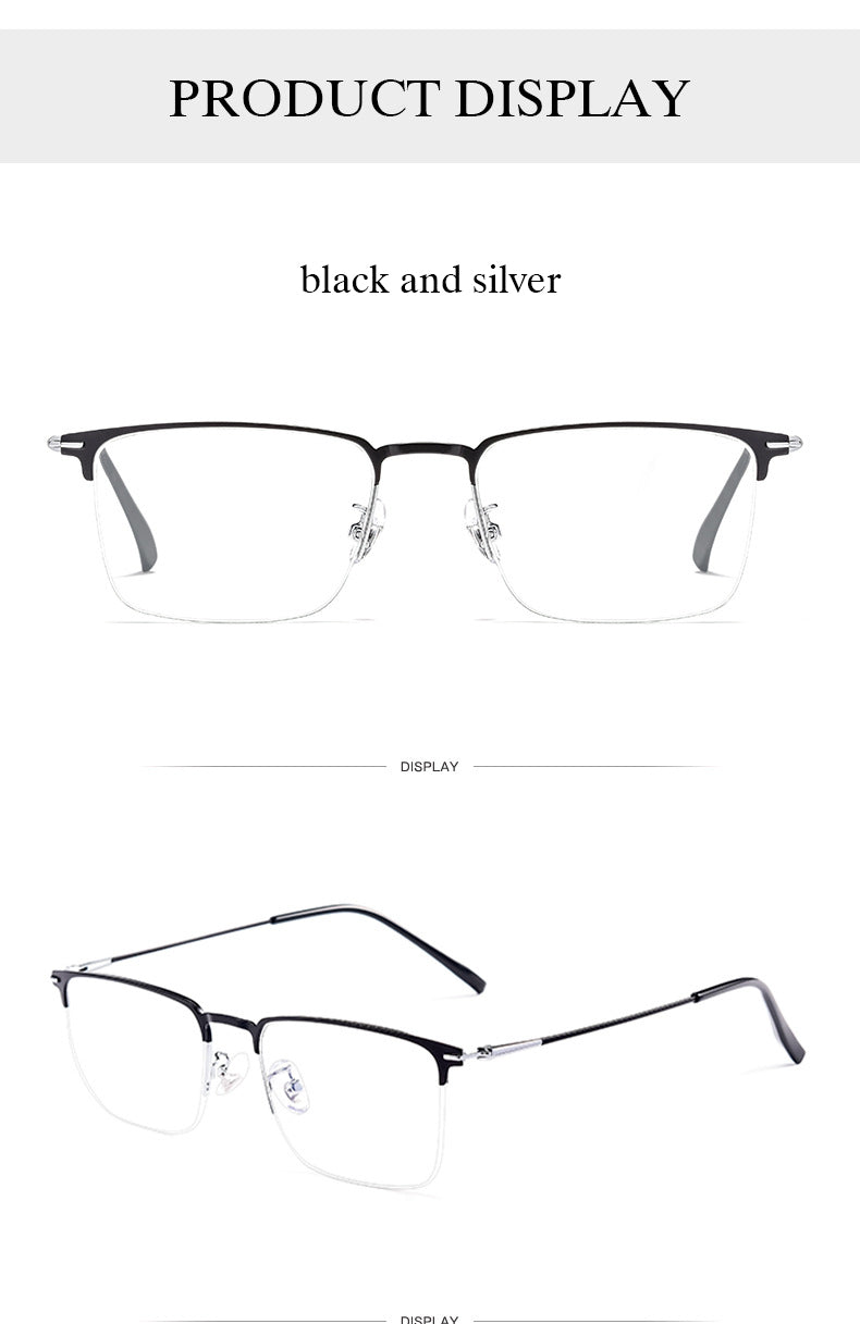 Hotochki Men's Full/Semi Rim SquareTitanium Frame Eyeglasses 0608-0606 Semi Rim Hotochki