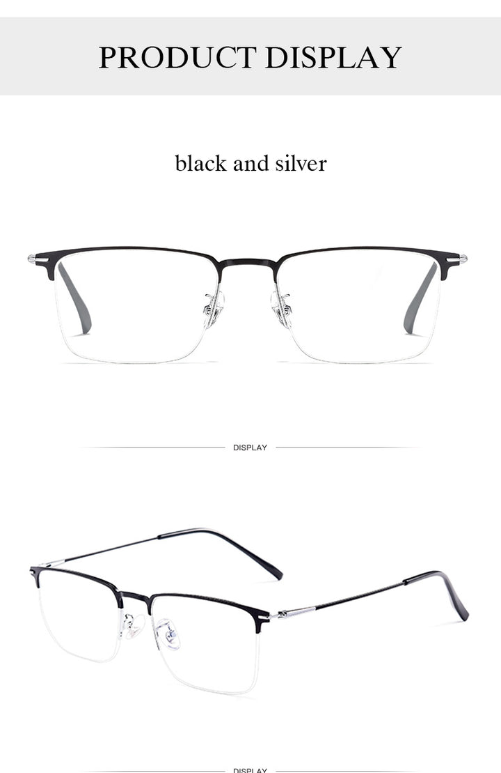 Hotochki Men's Full/Semi Rim SquareTitanium Frame Eyeglasses 0608-0606 Semi Rim Hotochki