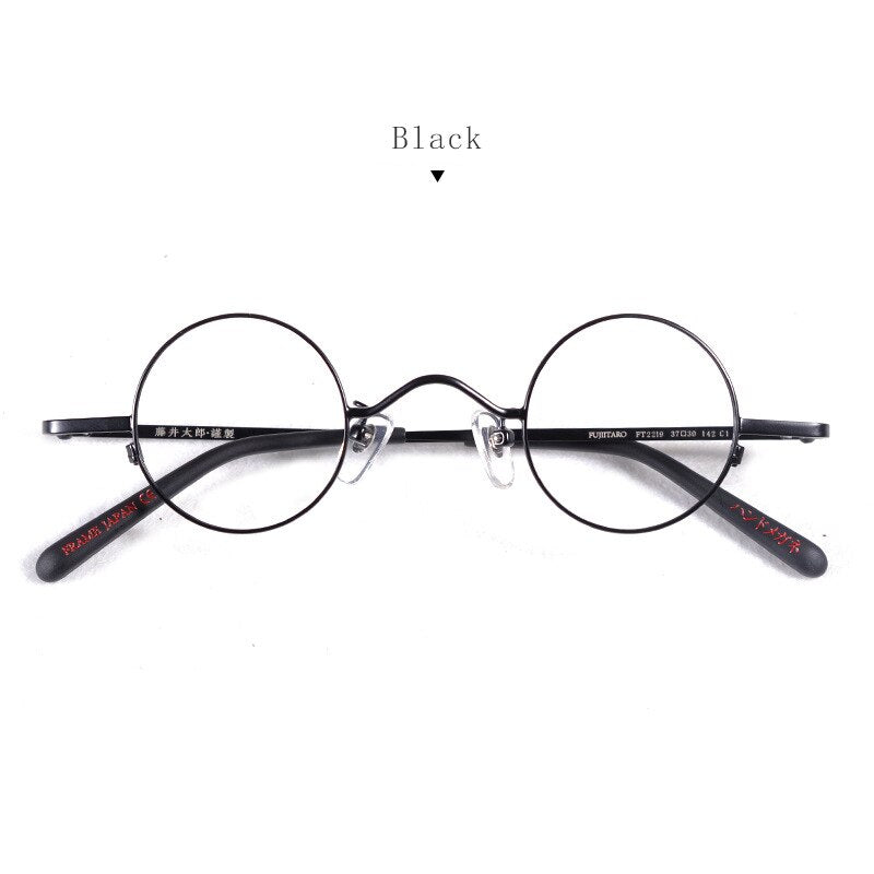 Hdcrafter Unisex Full Rim Round Titanium Alloy Eyeglasses Ft2219 Full Rim Hdcrafter Eyeglasses Black  
