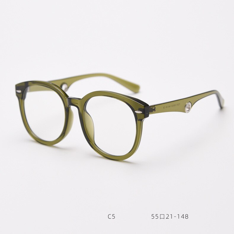 CCspace Unisex Full Rim Big Round Square Tr 90 Titanium Eyeglasses 55685 Full Rim CCspace Olive green China