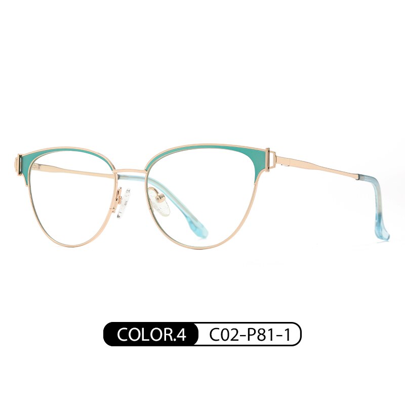 Zirosat Women's Full Rim Cat Eye Acetate Alloy Eyeglasses 8611 Full Rim Zirosat green-golden