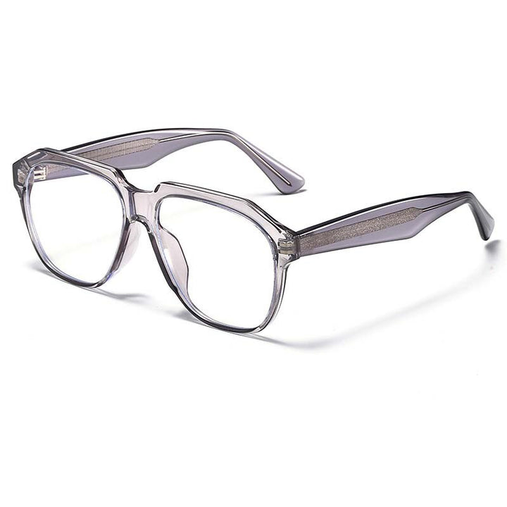CCspace Unisex Full Rim Large Square Acetate Eyeglasses 55063 Full Rim CCspace China Gray