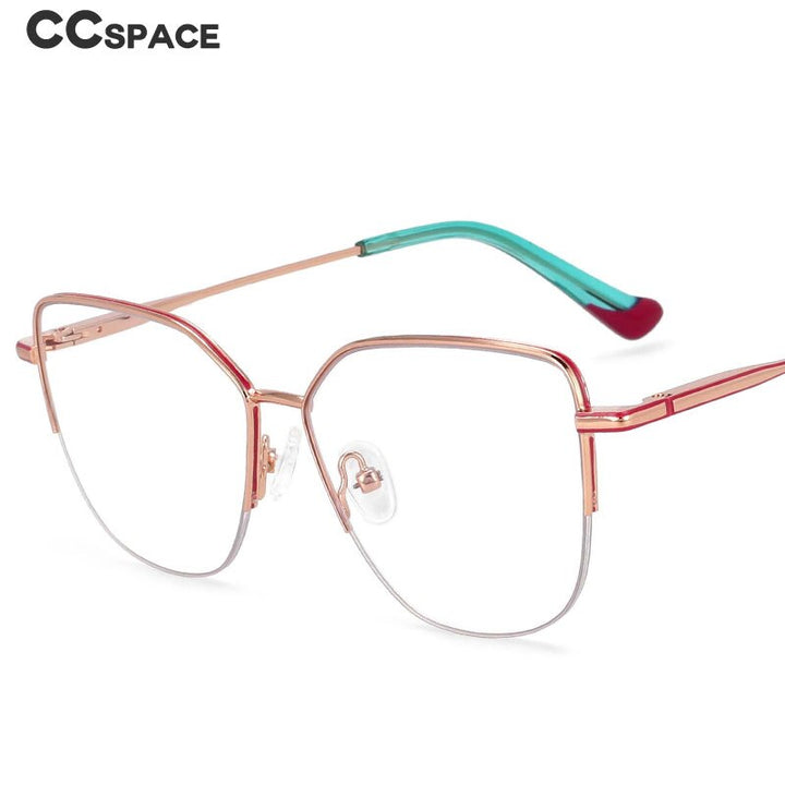 CCspace Unisex Semi Rim Square Alloy Frame Eyeglasses 54468 Semi Rim CCspace