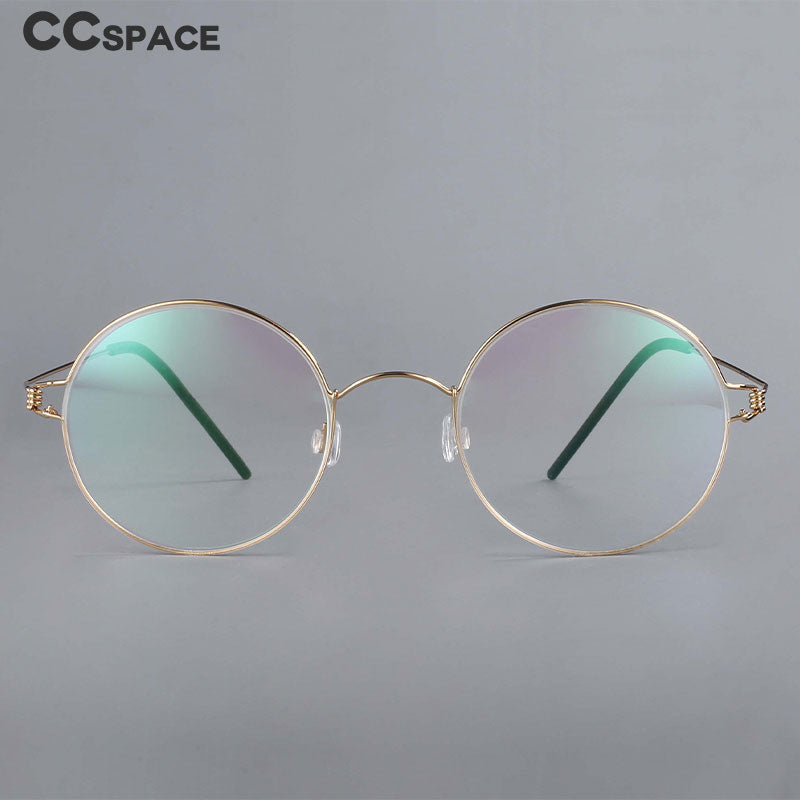 CCspace Unisex Full Rim Round Titanium Alloy Screwless Eyeglasses 54710 Full Rim CCspace