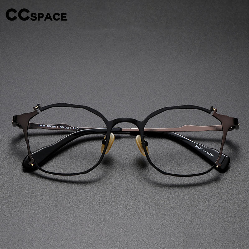 CCspace Unisex Full Rim Irregular Square Titanium Rivet Eyeglasses 54535 Full Rim CCspace