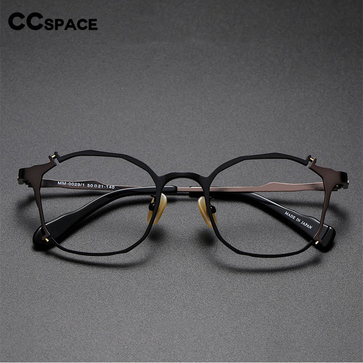CCspace Unisex Full Rim Irregular Square Titanium Rivet Eyeglasses 54535 Full Rim CCspace