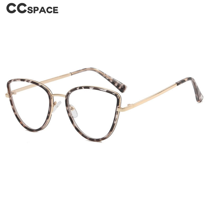 CCspace Unisex Full Rim Square Cat Eye Alloy Eyeglasses 55626 Full Rim CCspace