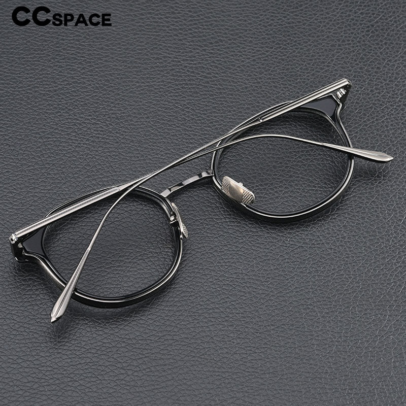 CCspace Unisex Full Rim Square Cat Eye Acetate Titanium Eyeglasses 55740 Full Rim CCspace