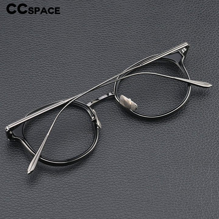 CCspace Unisex Full Rim Square Cat Eye Acetate Titanium Eyeglasses 55740 Full Rim CCspace