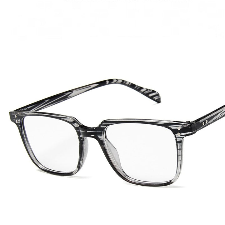 CCspace Unisex Full Rim Square Acetate Eyeglasses 55436 Full Rim CCspace GreyStripe China