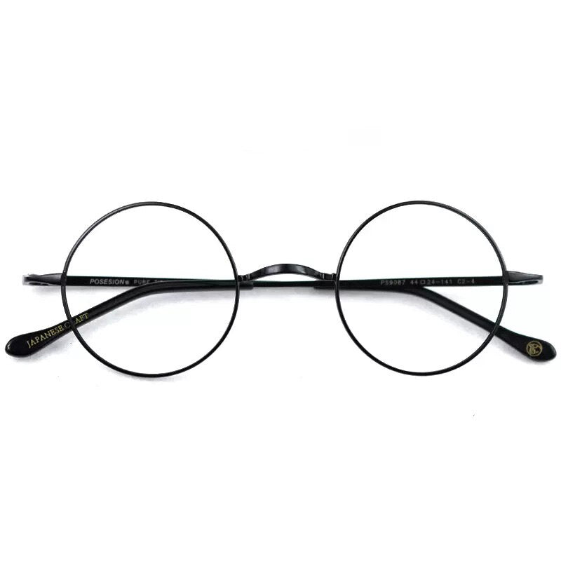 Hdcrafter Unisex Full Rim Round Titanium Eyeglasses Full Rim Hdcrafter Eyeglasses Black