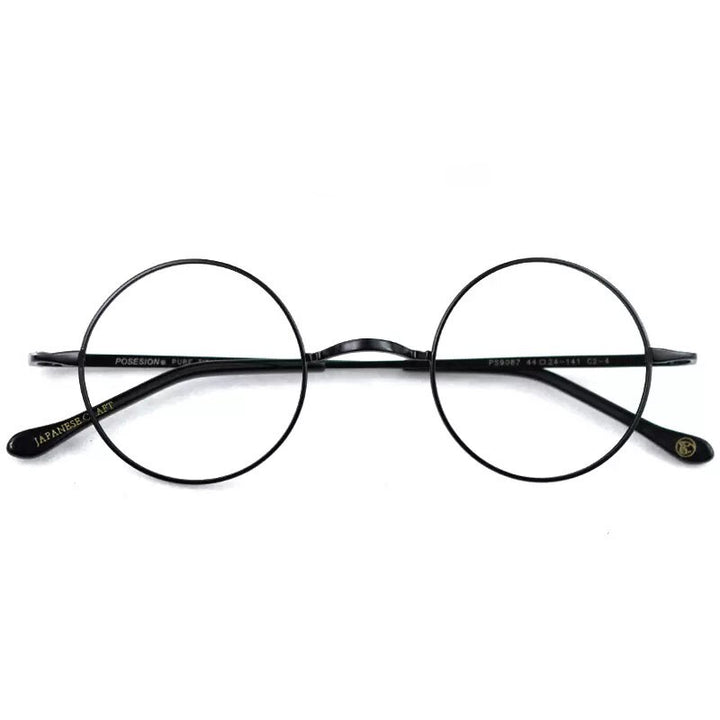 Hdcrafter Unisex Full Rim Round Titanium Eyeglasses Full Rim Hdcrafter Eyeglasses Black