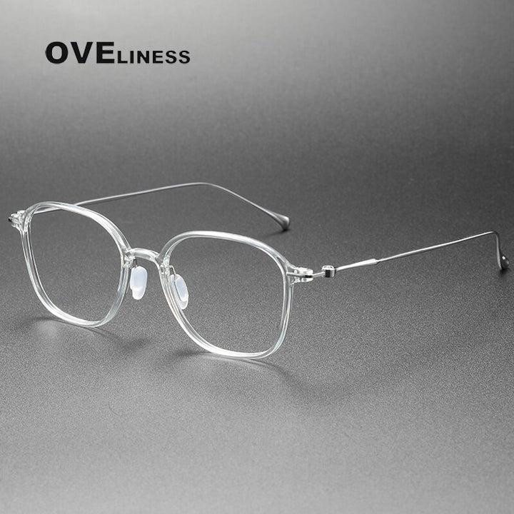 Oveliness Unisex Full Rim Square Acetate Titanium Eyeglasses 8641 Full Rim Oveliness transparent