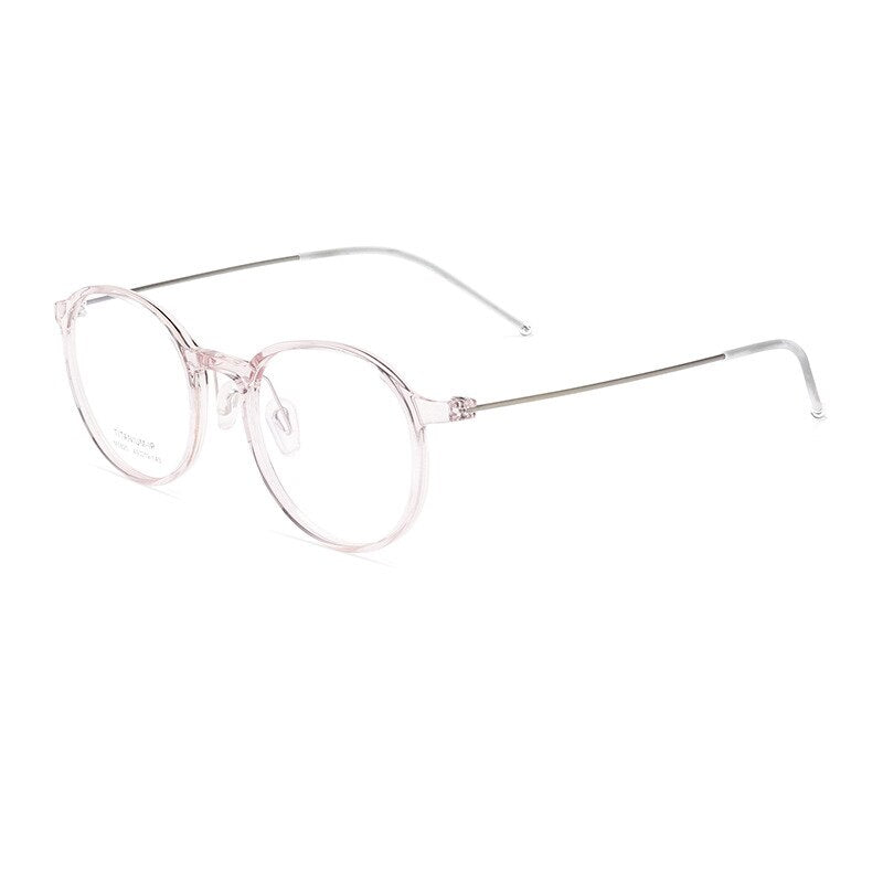 Hotony Unisex Full Rim Round Tr 90 Alloy Eyeglasses 5825m Full Rim Hotony pink