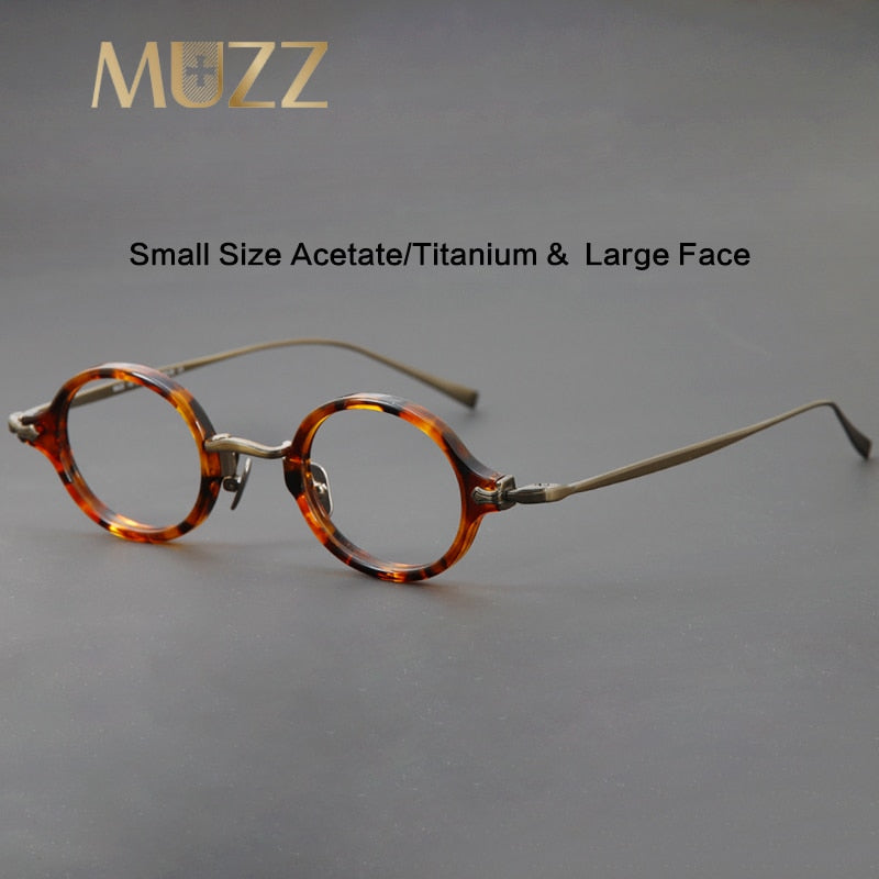 Muzz Unisex Full Rim Small Round Acetate Titanium Eyeglasses 180 Full Rim Muzz