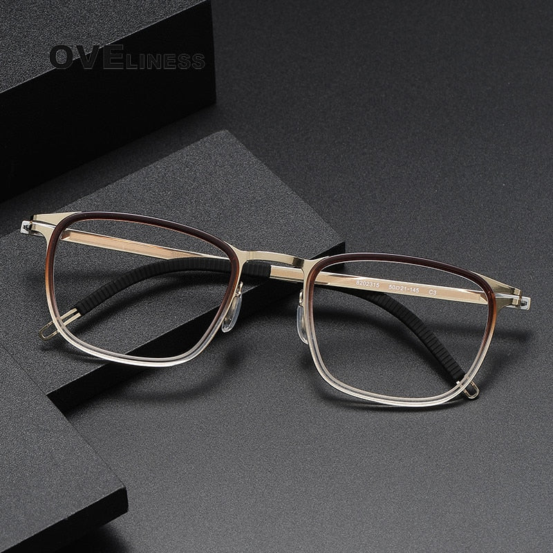 Oveliness Unisex Full Rim Square Screwless Titanium Acetate Eyeglasses 8202315 Full Rim Oveliness   